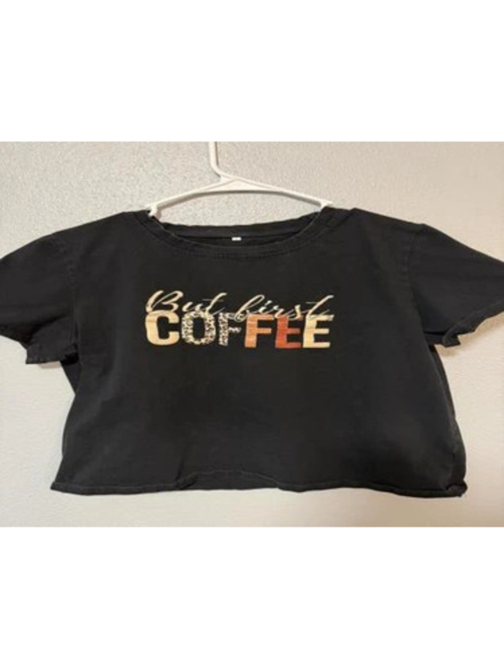 #6005 But First Coffee Graphic T-Shirt Black Women's Large